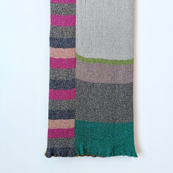 Missoni Metallic Striped Ribbed Knit Midi Dress Green Lettuce Hem Multicolor - Picture 11 of 12